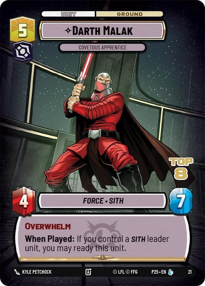 Darth Malak - Covetous Apprentice (Top 8), Organized Play Promos 21