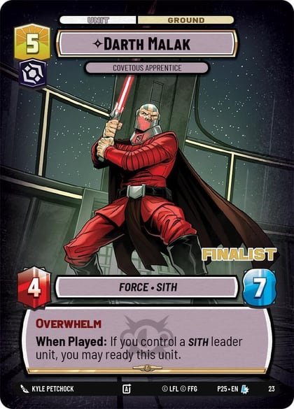 Darth Malak - Covetous Apprentice (Finalist), Organized Play Promos 23