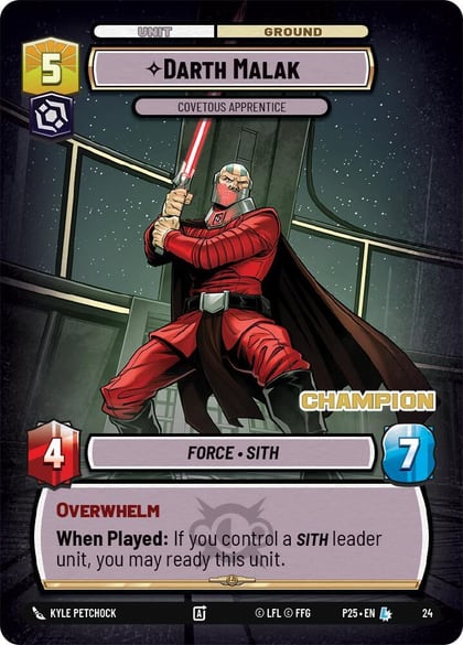 Darth Malak - Covetous Apprentice (Champion), Organized Play Promos 24