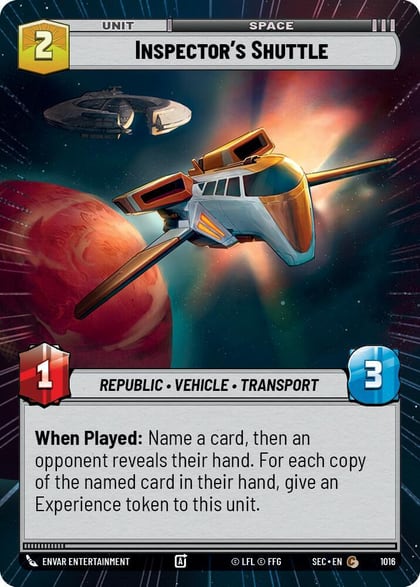 Inspector's Shuttle (Hyperspace Foil), Secrets of Power 1016
