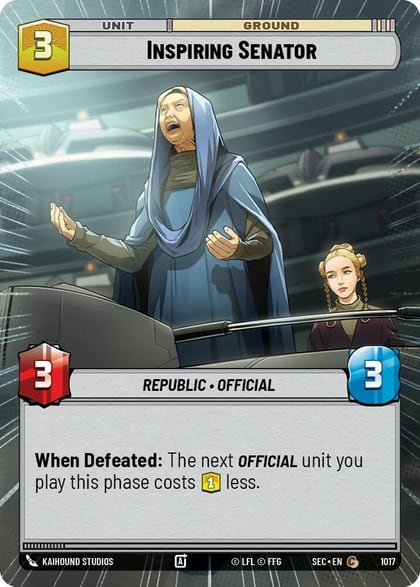 Inspiring Senator (Hyperspace Foil), Secrets of Power 1017