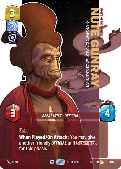 Nute Gunray - Escaping Justice (Prestige Foil), Secrets of Power 1087