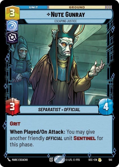 Nute Gunray - Escaping Justice (Foil), Secrets of Power 541