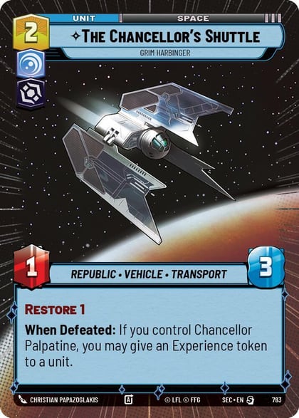 The Chancellor's Shuttle - Grim Harbinger (Hyperspace Foil), Secrets of Power 783