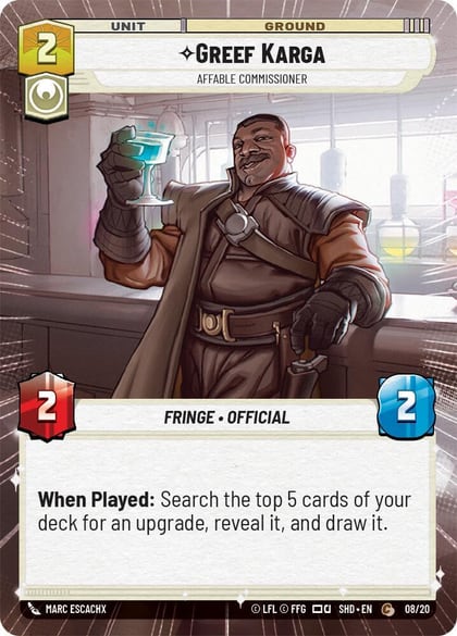 Greef Karga - Affable Commissioner (Hyperspace), Shadows of the Galaxy: Weekly Play Promos 08/20