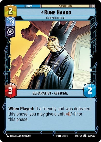 Rune Haako - Scheming Second, Twilight of the Republic 031/257