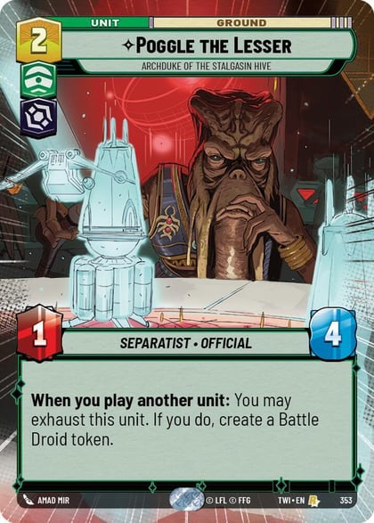 Poggle the Lesser - Archduke of the Stalgasin Hive (Hyperspace), Twilight of the Republic 353