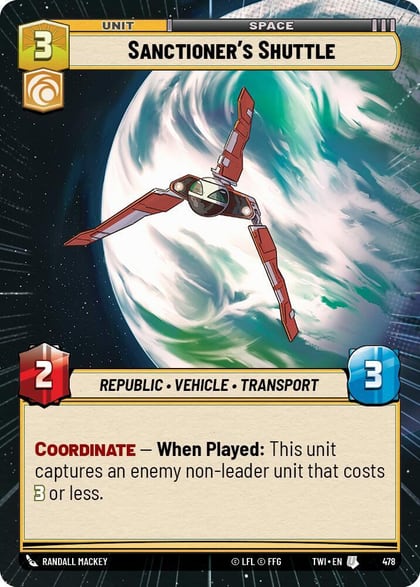 Sanctioner's Shuttle (Hyperspace), Twilight of the Republic 478