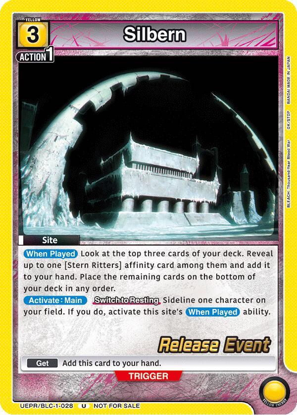 Silbern, UE01BT: BLEACH: Thousand-Year Blood War Release Event Cards UEPR/BLC-1-028