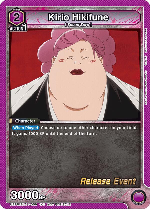 Kirio Hikifune, UE01BT: BLEACH: Thousand-Year Blood War Release Event Cards UEPR/BLC-1-059