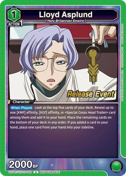 Lloyd Asplund, UE04BT: CODE GEASS: Lelouch of the Rebellion Release Event Cards UEPR/CGH-1-048
