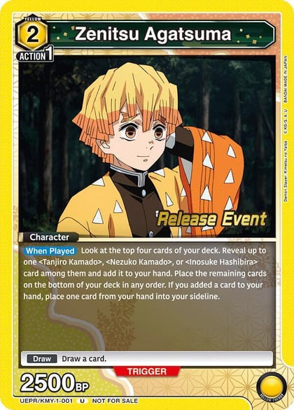 Zenitsu Agatsuma (001), UE05BT: Demon Slayer: Kimetsu no Yaiba Release Event Cards UEPR/KMY-1-001