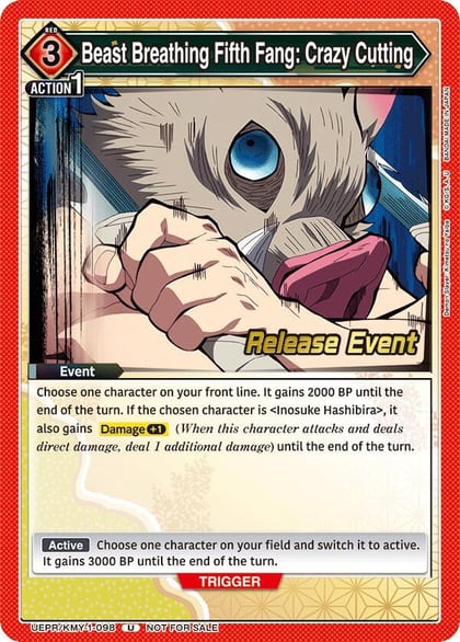 Beast Breathing Fifth Fang: Crazy Cutting, UE05BT: Demon Slayer: Kimetsu no Yaiba Release Event Cards UEPR/KMY-1-098
