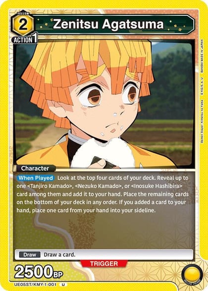 Zenitsu Agatsuma (001), UE05ST: Demon Slayer: Kimetsu no Yaiba Starter Deck UE05ST/KMY-1-001