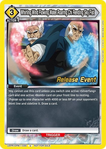 Whirling Wind Flowing Water Roaring Chi Rending Sky Fist, UE06BT: One Punch Man Release Event Cards UEPR/OPM-1-030