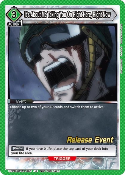 It's About Me Taking You On Right Here, Right Now, UE06BT: One Punch Man Release Event Cards UEPR/OPM-1-065