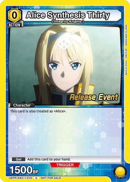 Alice Synthesis Thirty (010), UE07BT: Sword Art Online Release Event Cards UEPR/SAO-1-010
