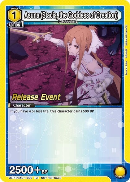 Asuna (Stacia, the Goddess of Creation) (020), UE07BT: Sword Art Online Release Event Cards UEPR/SAO-1-020