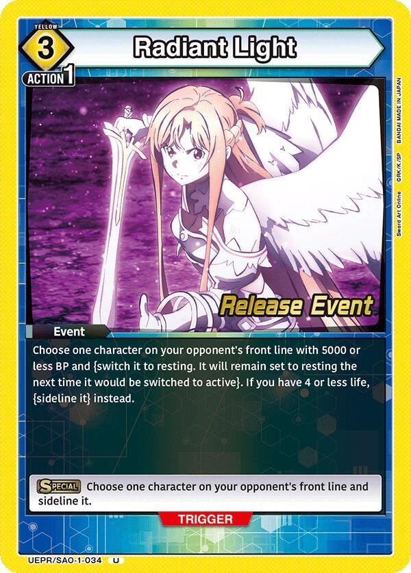 Radiant Light, UE07BT: Sword Art Online Release Event Cards UEPR/SAO-1-034