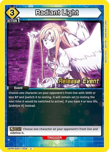 Radiant Light, UE07BT: Sword Art Online Release Event Cards UEPR/SAO-1-034