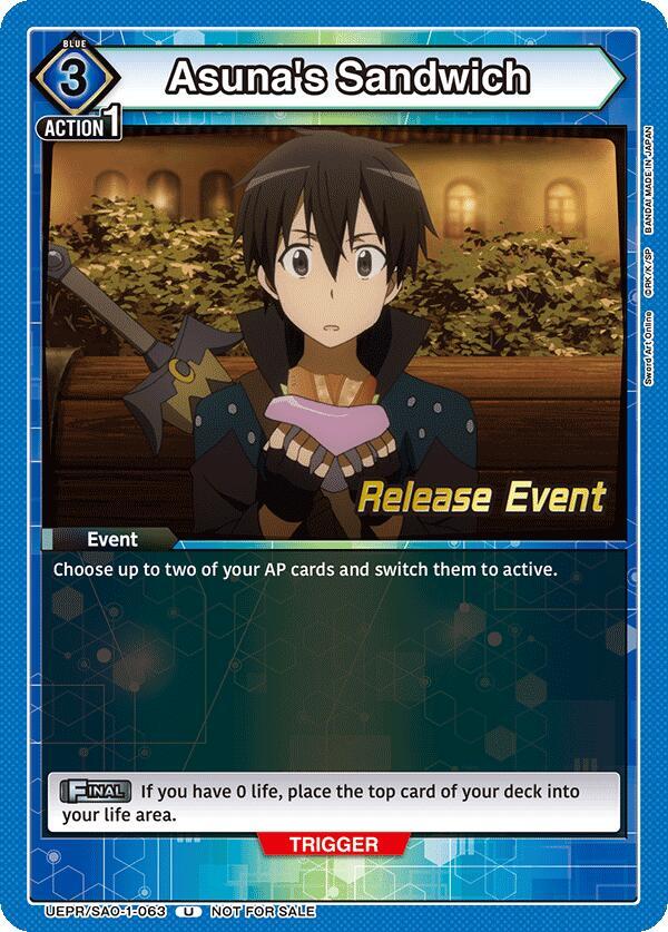 Asuna's Sandwich, UE07BT: Sword Art Online Release Event Cards UEPR/SAO-1-063