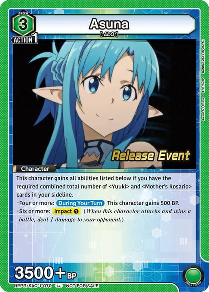 Asuna (070), UE07BT: Sword Art Online Release Event Cards UEPR/SAO-1-070