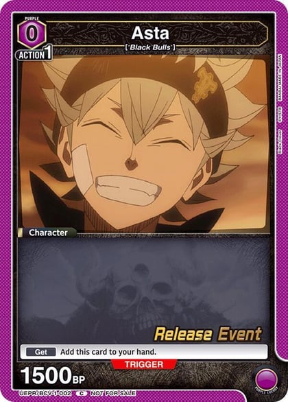 Asta (002), UE08BT: Black Clover Release Event Cards UEPR/BCV-1-002