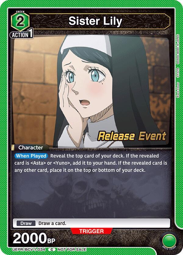 Sister Lily, UE08BT: Black Clover Release Event Cards UEPR/BCV-1-034
