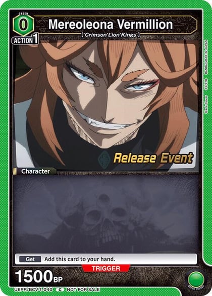 Mereoleona Vermillion (040), UE08BT: Black Clover Release Event Cards UEPR/BCV-1-040