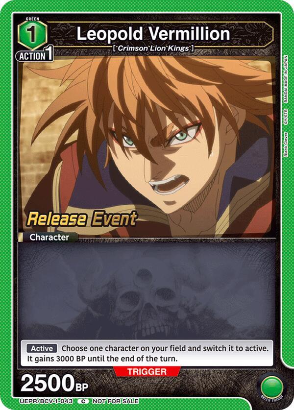 Leopold Vermillion, UE08BT: Black Clover Release Event Cards UEPR/BCV-1-043