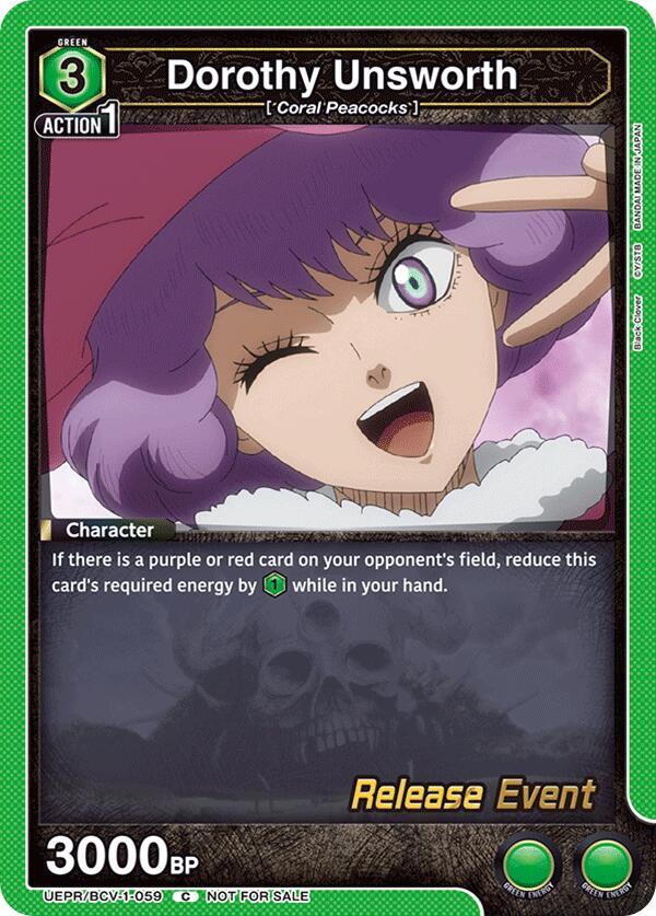 Dorothy Unsworth, UE08BT: Black Clover Release Event Cards UEPR/BCV-1-059