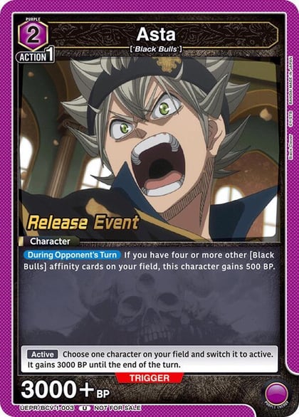Asta (003), UE08BT: Black Clover Release Event Cards UEPR/BCV-1-003