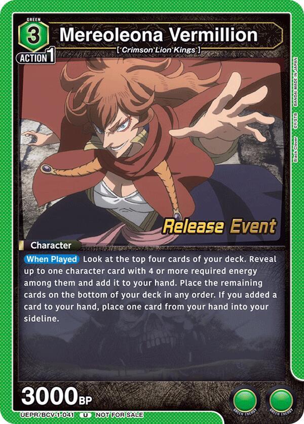 Mereoleona Vermillion (041), UE08BT: Black Clover Release Event Cards UEPR/BCV-1-041