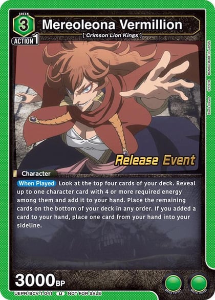 Mereoleona Vermillion (041), UE08BT: Black Clover Release Event Cards UEPR/BCV-1-041