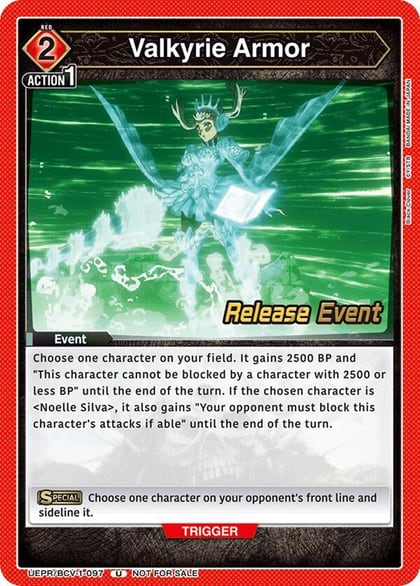 Valkyrie Armor, UE08BT: Black Clover Release Event Cards UEPR/BCV-1-097