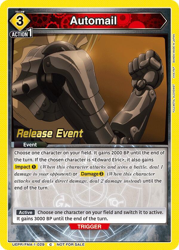 Automail, UE09BT: FULLMETAL ALCHEMIST Release Event Cards UEPR/FMA-1-029