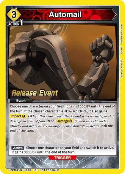 Automail, UE09BT: FULLMETAL ALCHEMIST Release Event Cards UEPR/FMA-1-029