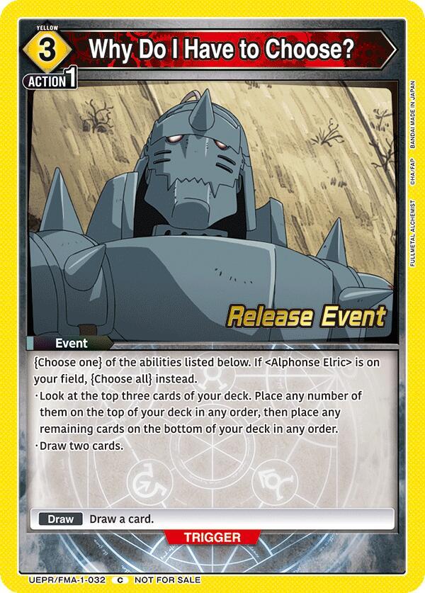Why Do I Have to Choose?, UE09BT: FULLMETAL ALCHEMIST Release Event Cards UEPR/FMA-1-032