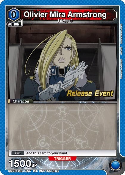 Olivier Mira Armstrong (057), UE09BT: FULLMETAL ALCHEMIST Release Event Cards UEPR/FMA-1-057