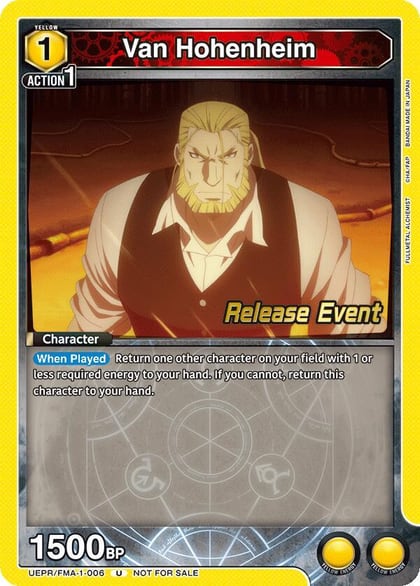 Van Hohenheim, UE09BT: FULLMETAL ALCHEMIST Release Event Cards UEPR/FMA-1-006