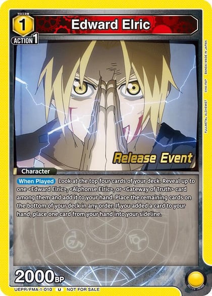 Edward Elric (010), UE09BT: FULLMETAL ALCHEMIST Release Event Cards UEPR/FMA-1-010
