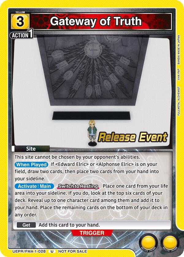 Gateway of Truth, UE09BT: FULLMETAL ALCHEMIST Release Event Cards UEPR/FMA-1-028