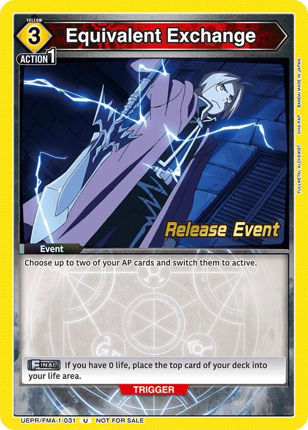 Equivalent Exchange, UE09BT: FULLMETAL ALCHEMIST Release Event Cards UEPR/FMA-1-031