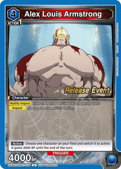Alex Louis Armstrong (036), UE09BT: FULLMETAL ALCHEMIST Release Event Cards UEPR/FMA-1-036