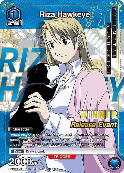 Riza Hawkeye (Release Event Winner), UE09BT: FULLMETAL ALCHEMIST Release Event Cards UEPR/FMA-1-050