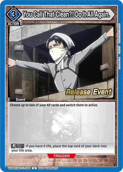 You Call That Clean?! Do It All Again., UE10BT: Attack on Titan Release Event Cards UEPR/AOT-1-030
