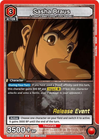 Sasha Braus (081), UE10BT: Attack on Titan Release Event Cards UEPR/AOT-1-081