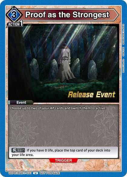 Proof as the Strongest, UE11BT: Rurouni Kenshin Release Event Cards UEPR/RNK-1-031