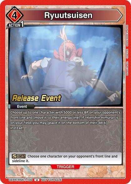 Ryuutsuisen, UE11BT: Rurouni Kenshin Release Event Cards UEPR/RNK-1-100