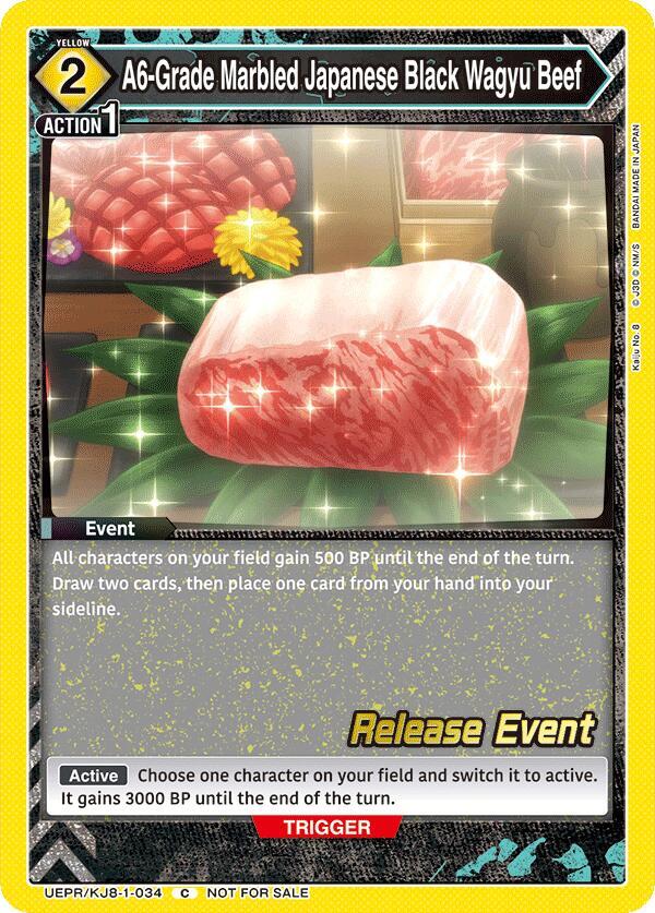 A6-Grade Marbled Japanese Black Wagyu Beef, UE12BT: Kaiju No. 8 Release Event Cards UEPR/KJ8-1-034